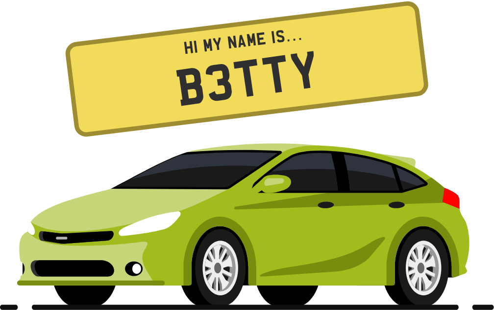 Graphic image of a car called Betty