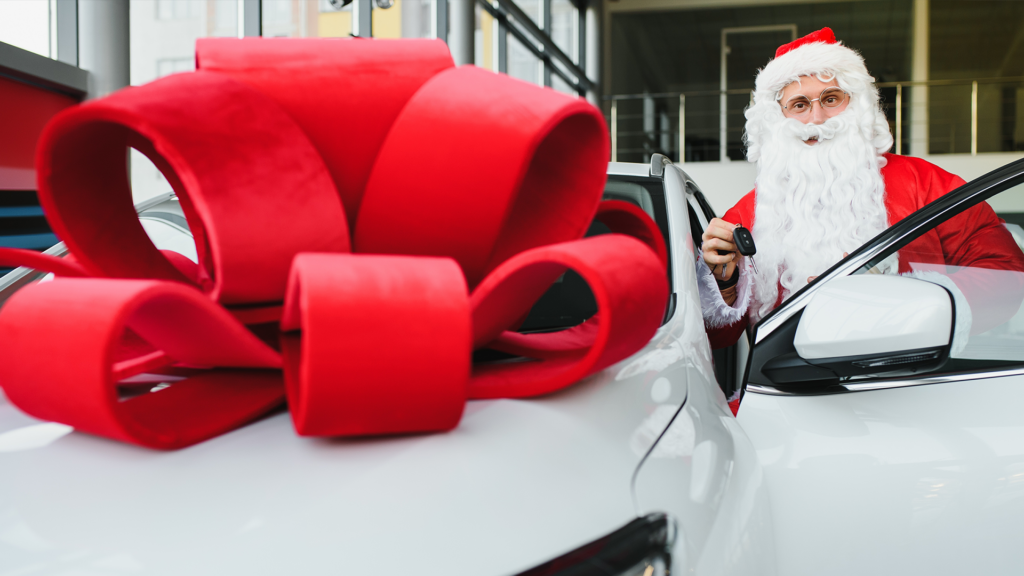 Car with Christmas decorations