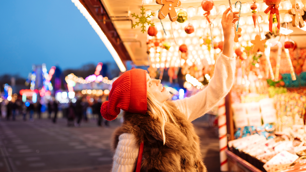 Girl at festive market