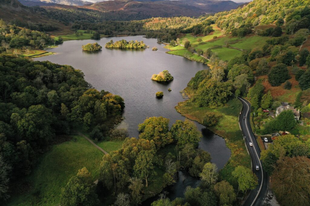 Aerial photo of the Lake District