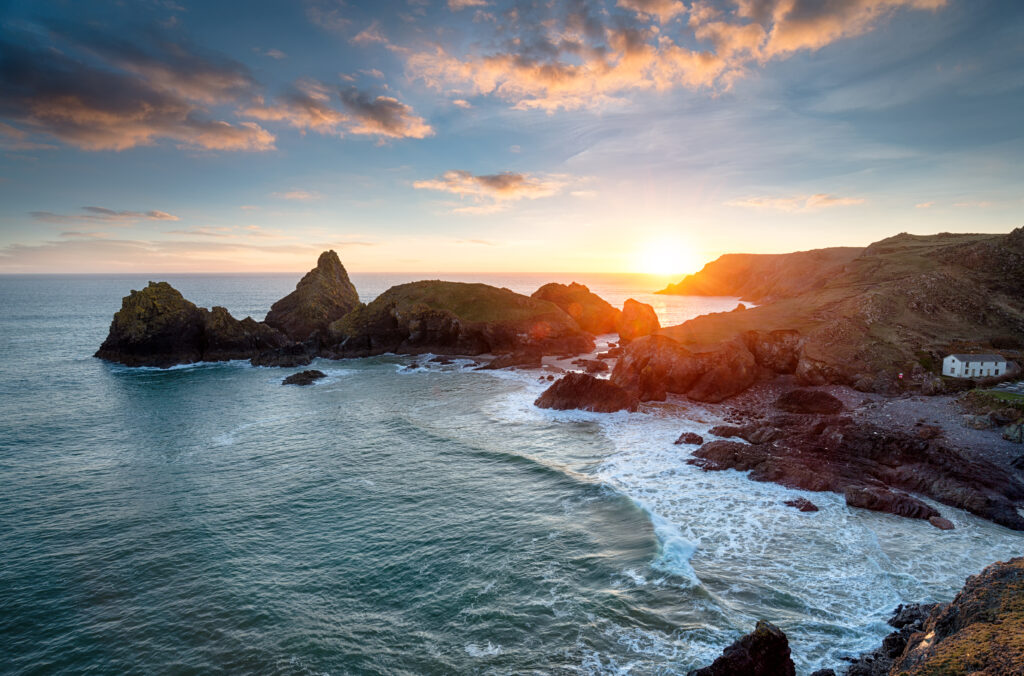 Sunset at Kynance Cove in Cornwall